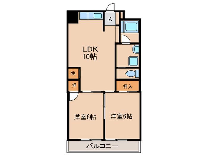 桧原辻ビル(2LDK/4階)の間取り写真
