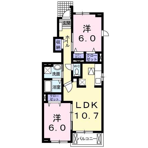 サンモール壱番館(2LDK/1階)の間取り写真