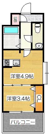 NO62 TOWERS AVANTGARDE 博多(2K/13階)の間取り写真