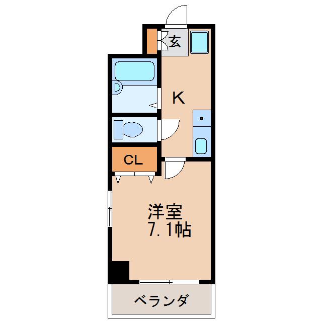 クレール車道I(1K/3階)の間取り写真