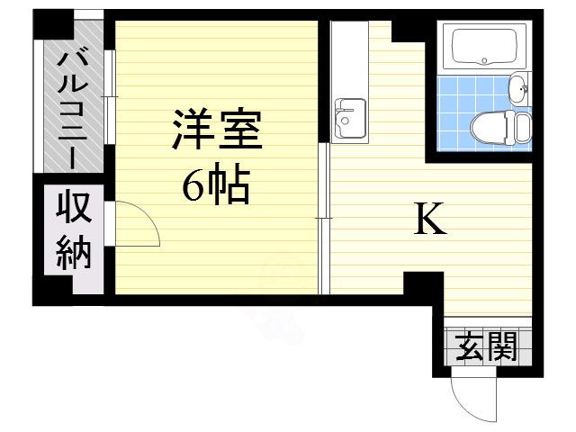 CABIN ABIKO イースト(1K/3階)の間取り写真