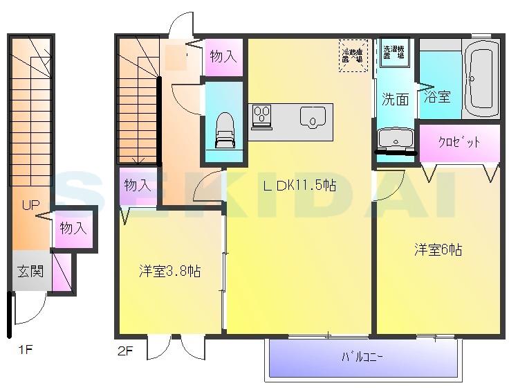 セピアコート北本町(2LDK/2階)の間取り写真