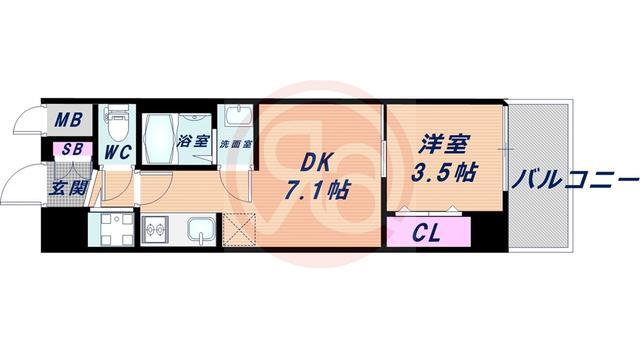 レオンコンフォート天王寺東(1DK/10階)の間取り写真