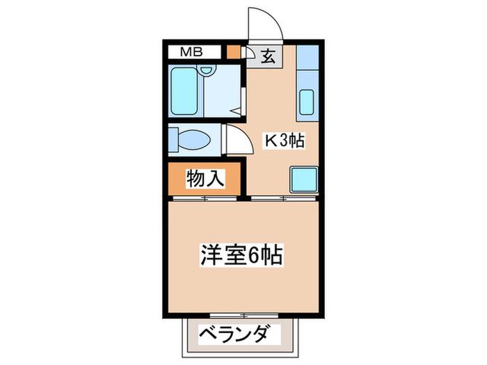 フラッツL(1K/2階)の間取り写真