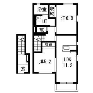 メゾン ド カルムA(2LDK/2階)の間取り写真