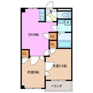 グランディルジン(2DK/4階)の間取り写真