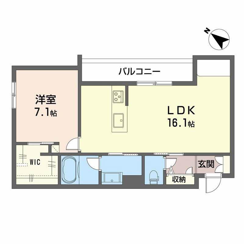 シャーメゾンマーレ竹下(1LDK/3階)の間取り写真