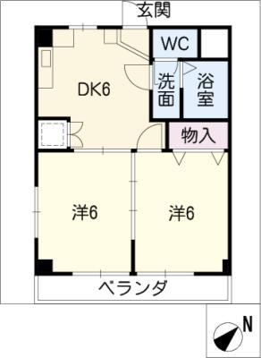 リリーハイツ丸山(2DK/2階)の間取り写真