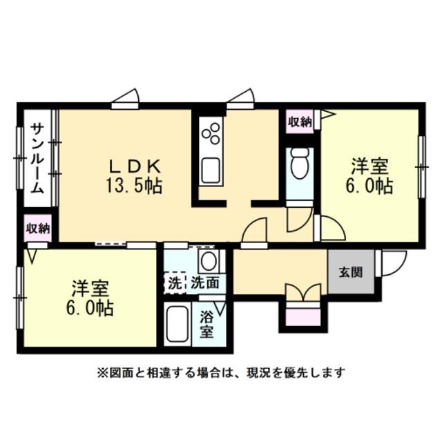 富山地鉄本線 越中荏原駅 徒歩16分 2階建 築12年(2LDK/1階)の間取り写真