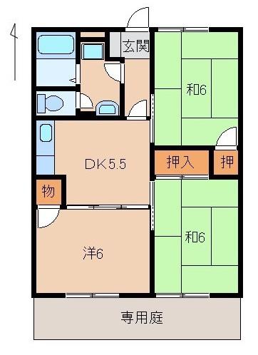 スカイセレーネ(3DK/1階)の間取り写真