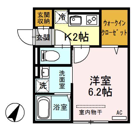 アブリール(1K/2階)の間取り写真