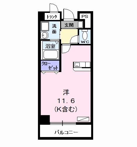 メゾンカルム(ワンルーム/4階)の間取り写真
