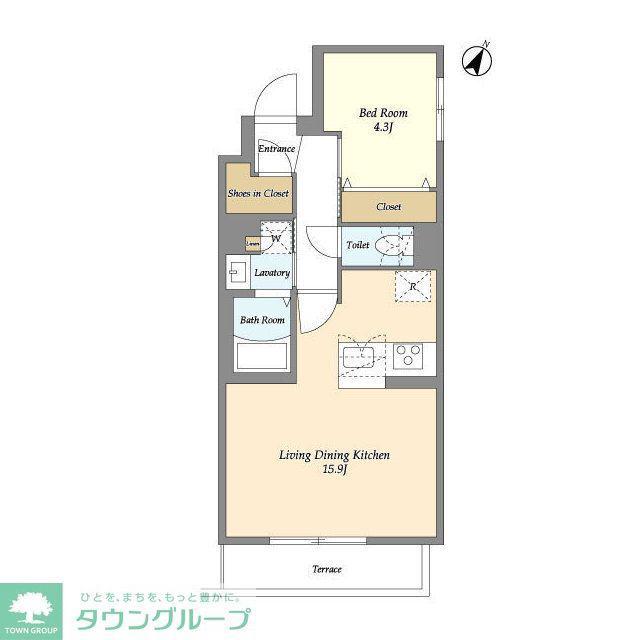 ルネサンスコート祐天寺TERRACE(1LDK/1階)の間取り写真
