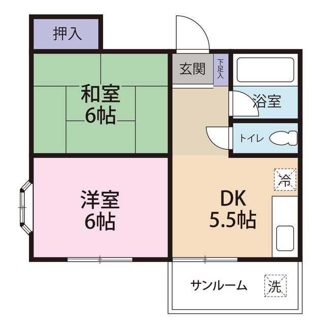 田向ハイツ(2DK/1階)の間取り写真