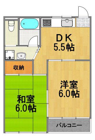 パークヒルズ美堀町(2DK/2階)の間取り写真
