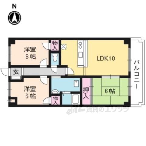 エクラ丹波橋(3LDK/2階)の間取り写真