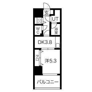 さくらHILLS NISHIKI PLATINUM RESIDENCE(1DK/8階)の間取り写真