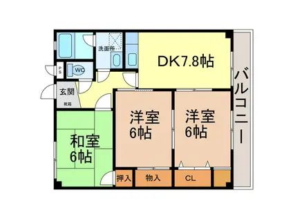 ヤダハイツ(3DK/1階)の間取り写真