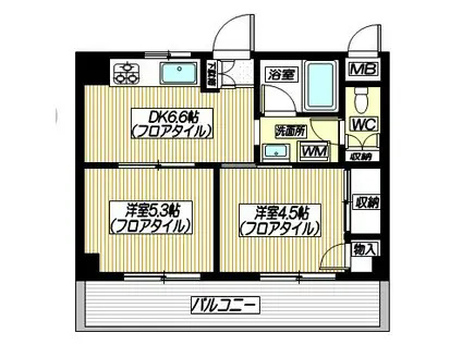 日甲ハイム藤沢(2DK/2階)の間取り写真