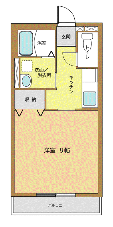 ルミエールタナ(1K/2階)の間取り写真