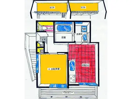 ホーミーハイツ(1DK/2階)の間取り写真