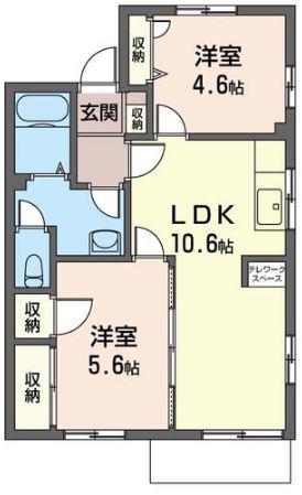 ヒルズサンシャインA(2LDK/1階)の間取り写真