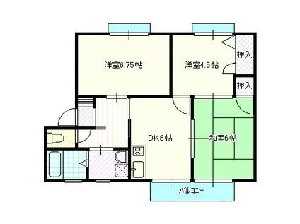 ニューファミール湊 A(3DK/2階)の間取り写真