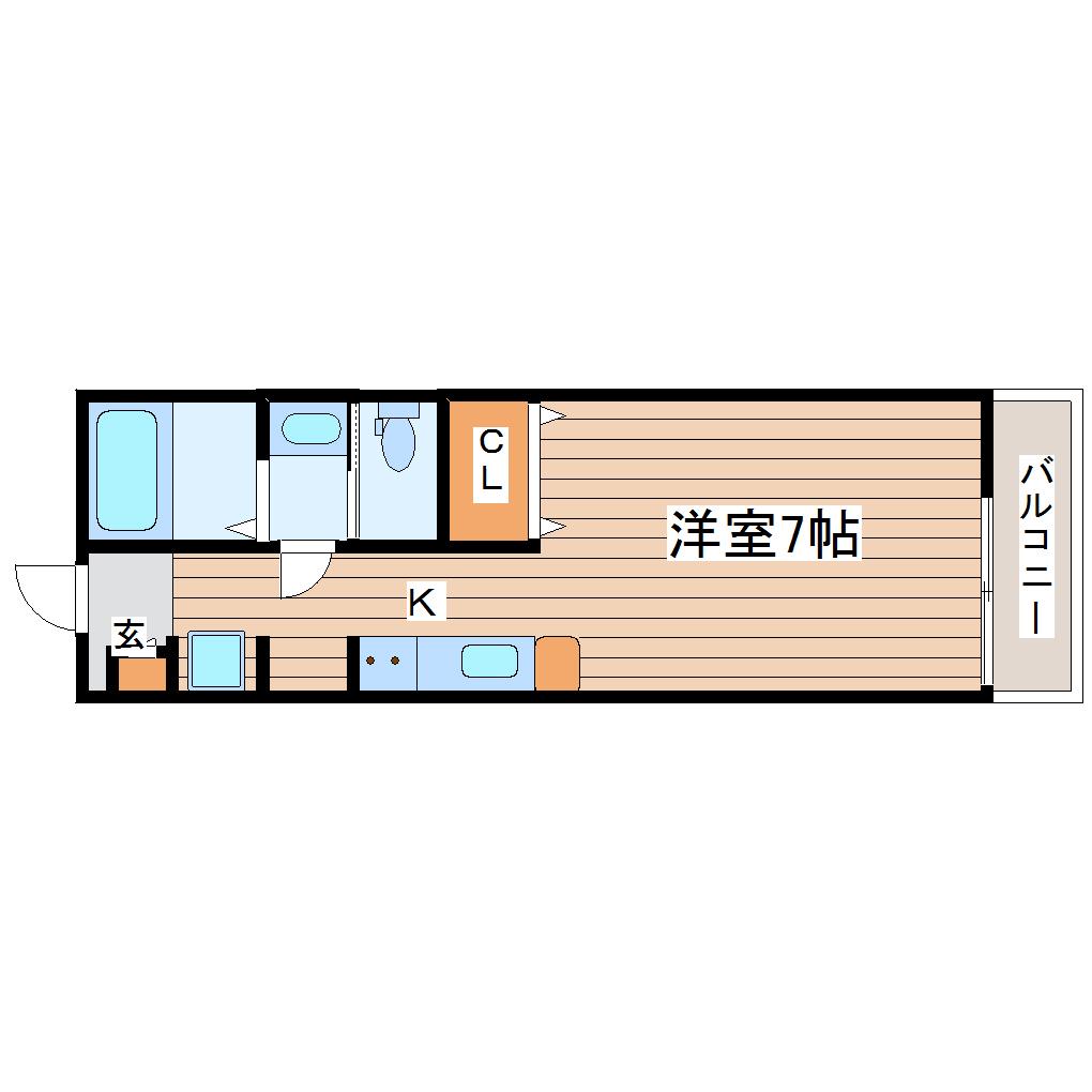 仙台市地下鉄南北線 泉中央駅 徒歩5分 3階建 築5年(1K/3階)の間取り写真