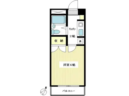 べゼル伊豆美(1K/1階)の間取り写真