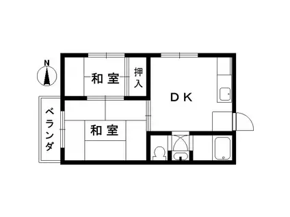 香風マンション(2DK/2階)の間取り写真