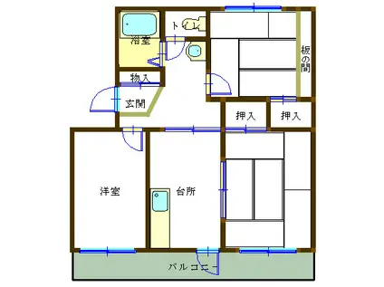 暁第ニハイツ(3DK/2階)の間取り写真