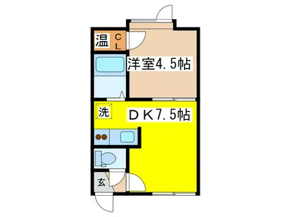 エッセンハイム(1DK/2階)の間取り写真