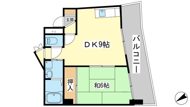 坪田ビル(1DK/2階)の間取り写真