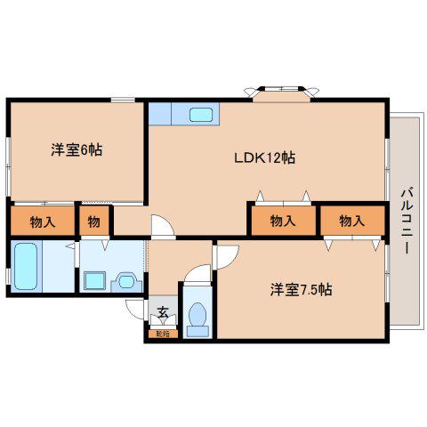 ラークハイムII(2LDK/2階)の間取り写真
