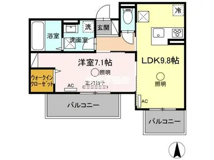 ルピナスシーサイド E棟(1LDK/1階)の間取り写真