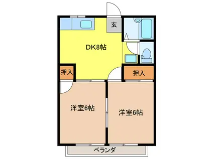 エリア462(2DK/2階)の間取り写真