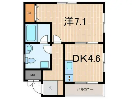 リライアンス明石弐番館(1DK/4階)の間取り写真