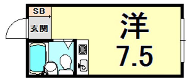 大前上ヶ原ハイツ(ワンルーム/2階)の間取り写真