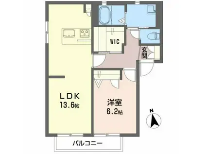 アピア古川北(1LDK/2階)の間取り写真