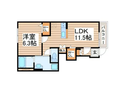柳生前原西アパート(1LDK/1階)の間取り写真
