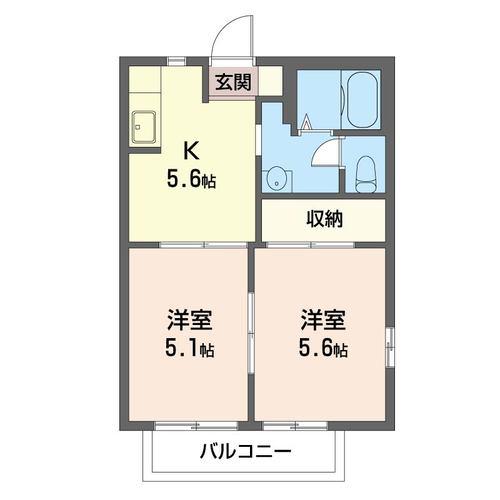 エスポワール(2K/2階)の間取り写真