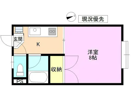 ラ・ネージュ上田III(1K/2階)の間取り写真