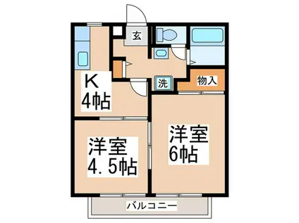 サンガーデン斉藤A(2K/2階)の間取り写真