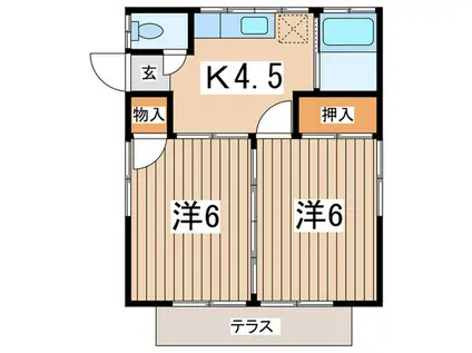 江間荘(2K/1階)の間取り写真