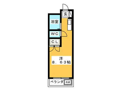 SUNSHINE 戸塚(ワンルーム/2階)の間取り写真