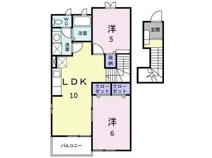 サニーハウス武井壱番館(2LDK/2階)の間取り写真