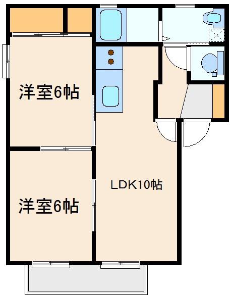 グランドール連取 E(2LDK/1階)の間取り写真