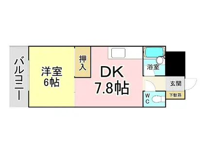 ヒットパークレジデンス三萩野(1DK/7階)の間取り写真