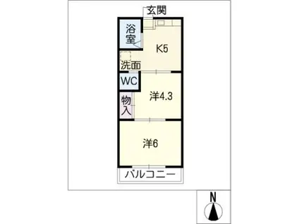 コーポ法成寺(2K/2階)の間取り写真