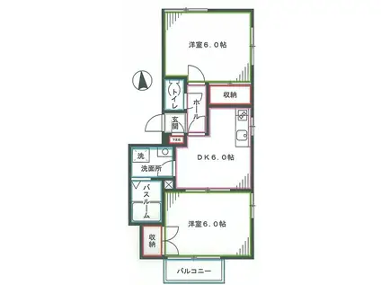 メゾンウィステリアC棟(2DK/1階)の間取り写真